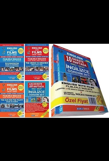 English With Films Filmlerle İngilizce + 10 Derste- 10 Haftada İngilizce Öğrenim Seti Watchıng Lıstenıng Readıng Vocabulary English – Turkish (4 Kitap + 3 Dvd Film + Ses Kayıtları)