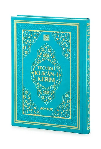 Tecvidli Kuranı Kerim Termo Deri Rahle Boy Turkuaz Renkli